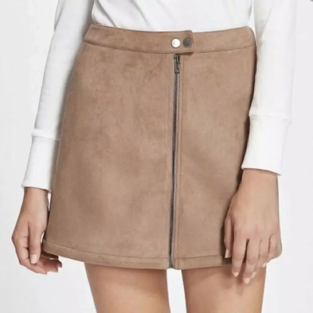 Kendall and Kylie Tan Suede Skirt